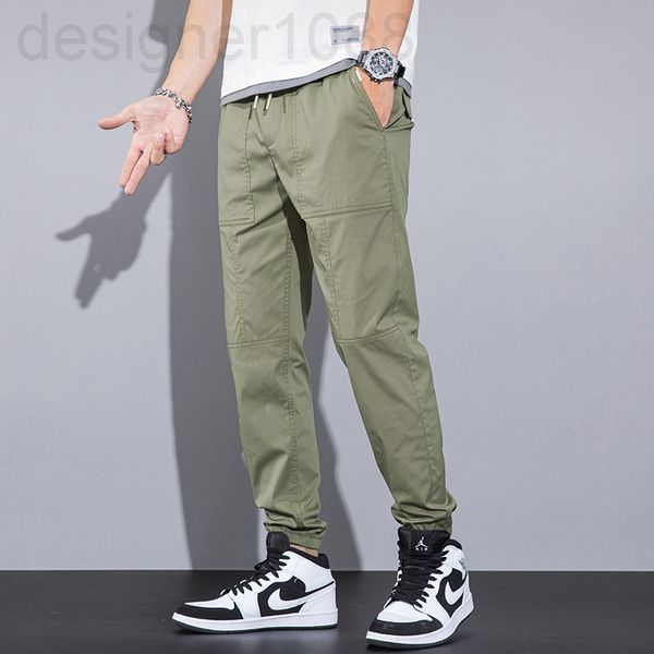 

men's pants designer 2021 guochao loose street straight tube multi pocket ins leggings chao brand casual work clothes nine point pants, Black