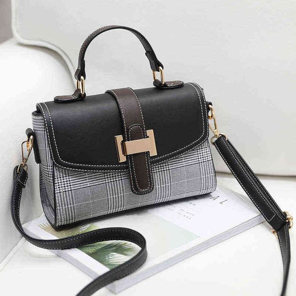 

evening bags contrast color plaid pu leather crossbody for women 2022 female shoulder hand bag ladies fashionable purses and handbags 220727