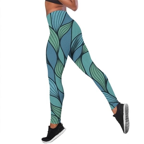Kadın Tayt Bohemyası Seksi Yoga Takım Tozluk Spor Giyim Okyanus Temalı 3D Bayanlar İnce Fitness Giysileri Spor Takım W220617