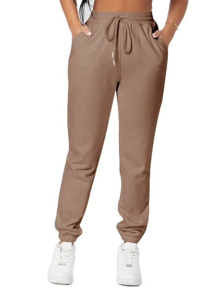 

petite drawstring waist solid joggers t9yp#, Black;white