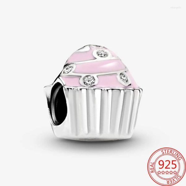 Altro Trendy 925 Sterling Silver Pink Smalto Torta Perline Charm Fit Original Pan Brand Bracciale Donna Gioielli squisiti Regali Rita22