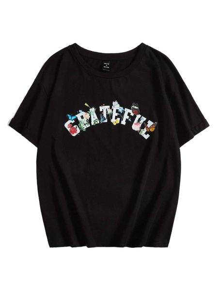 

x somethingstudio letter & floral print tee a0ci#, White