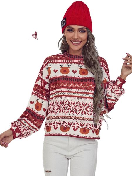 

christmas print drop shoulder sweatshirt m8dd#, Black