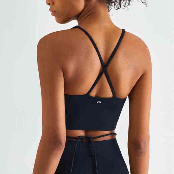 

bras lulu brand yoga bra women's winding bandage cross back vest sports underwear lu-wx1437 zt47, Red;black
