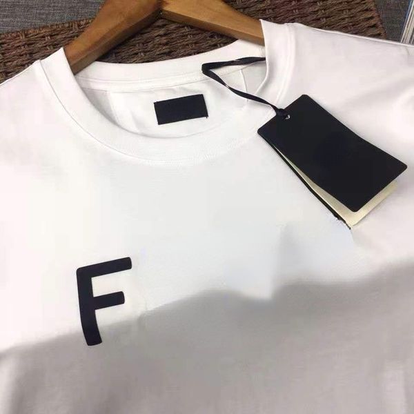 

designer t-shirt high-quality trendy brand f men's letter print round neck short sleeve cotton loose top, White;black