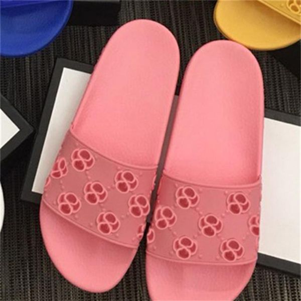 

2021 women rubber slide sandal black pink fashion slipper men flat slides flip flops designer shoes summer beach sandals 6 colors 283w