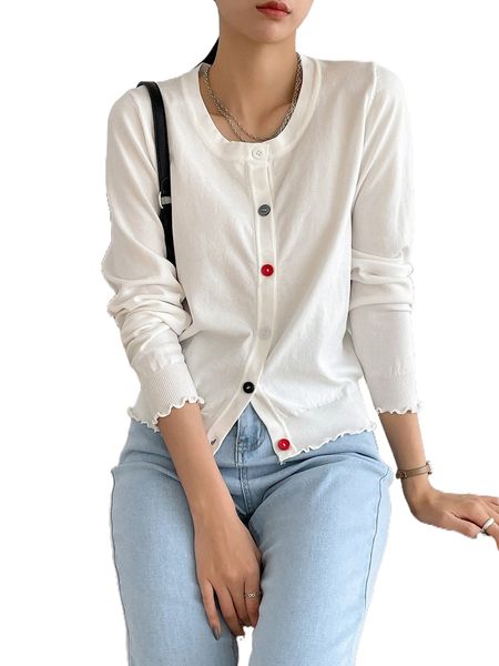 

dazy lettuce trim button front cardigan g5ld#, White;black