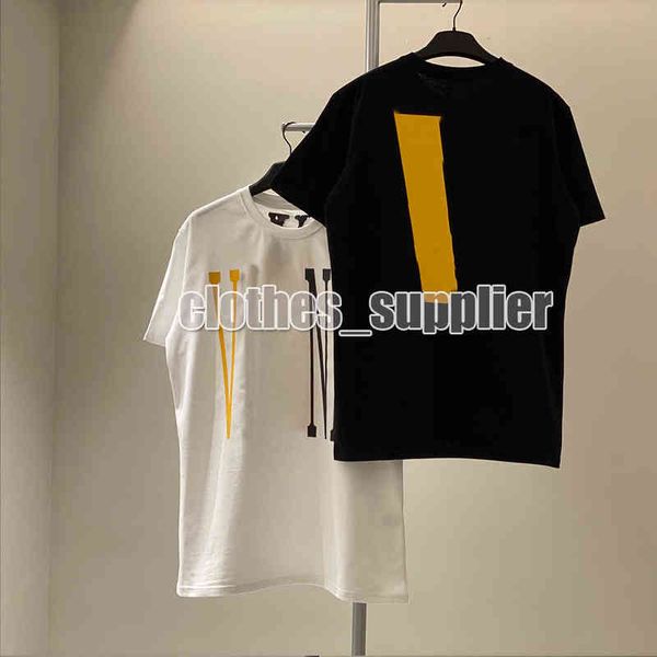 

22ss designer luxury large big v friends men women vlones t shirts casual smoke angel loose lovers luxury oversize quality, White;black