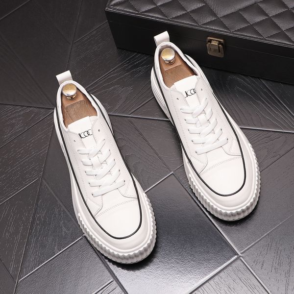 

autumn spring lace-up wedding dress party shoes fashion white vulcanized thick bottom sneakers comfortable non-slip round toe driving walkin, Black