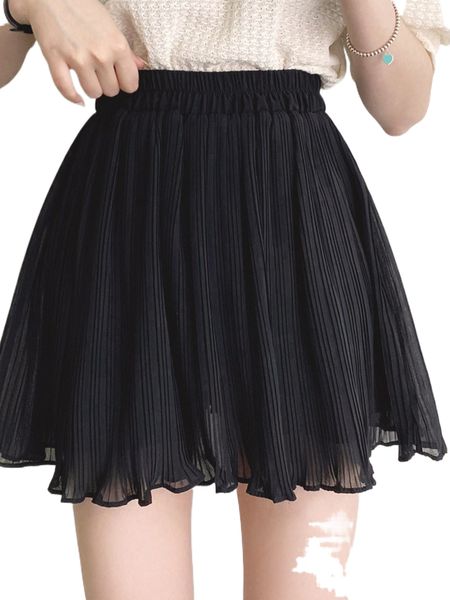 

dazy elastic waist plisse skirt b0tr#, Black
