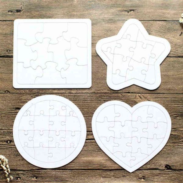 

dhl diy white jigsaw puzzle sublimation blank children graffiti jigsaws kid colouring painting gift toy love heart circular paper xu