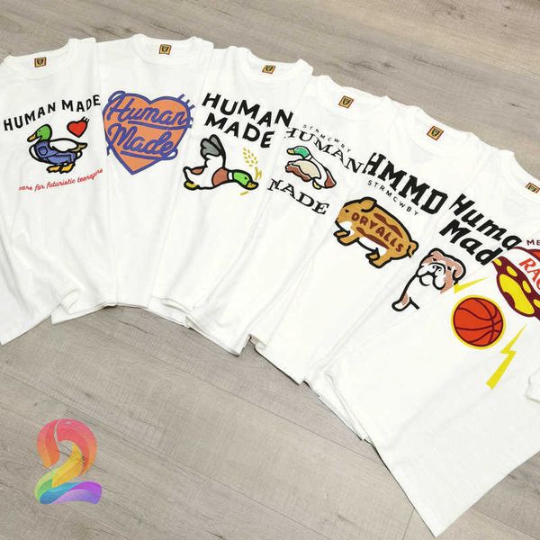 HUMAN MADE T-Shirt Love Cartoon Flying Duck Dog Pig Slub Cotton Kurzarm-T-Shirts für Männer und Frauen