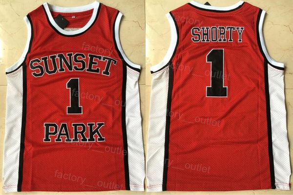 

men movie fredo starr sunset park 1 shorty basketball jersey red team color embroidery and sewing breathable pure cotton sewing for sport fa, Black