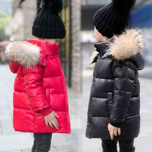 2022 inverno nuovi bambini piumino ragazzi piumino bambino caldo giacca casual ragazze medio e lungo ispessito parka per 1-12 anni J220718