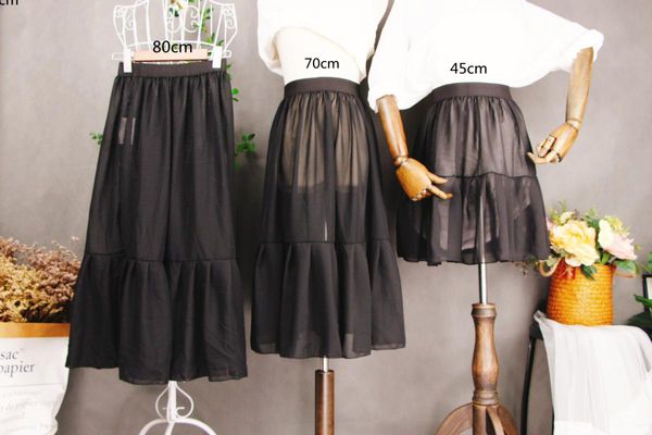 Kadınların Pijama Tek Katmanlı Şeffaf Petticoat Yaz Şifon İç Yarım Etek Dış Aşınma Yüksek Bel Bir Çizgi Ruffles Li