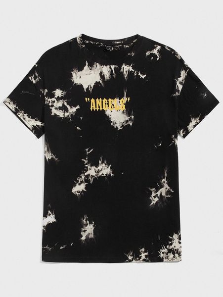 

men drop shoulder letter pattern tie dye tee w8cx#, White;black