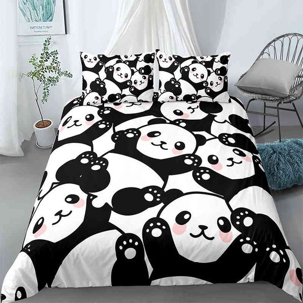 

panda printed 2/3pcs bedding set bamboo duvet cover for child bedclothes and pillowcases comforter covers bed sets