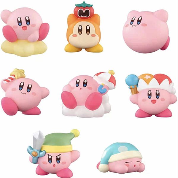 

8pcs set kirby anime games kawaii cartoon kirby waddle dee doo pvc action figure dolls collection toys for kids birthday gifts