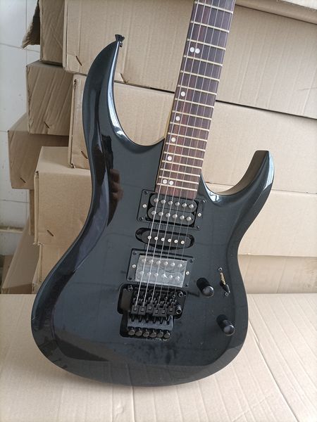 

6 strings gloss black electric guitar with 24 frets rosewood fretboard