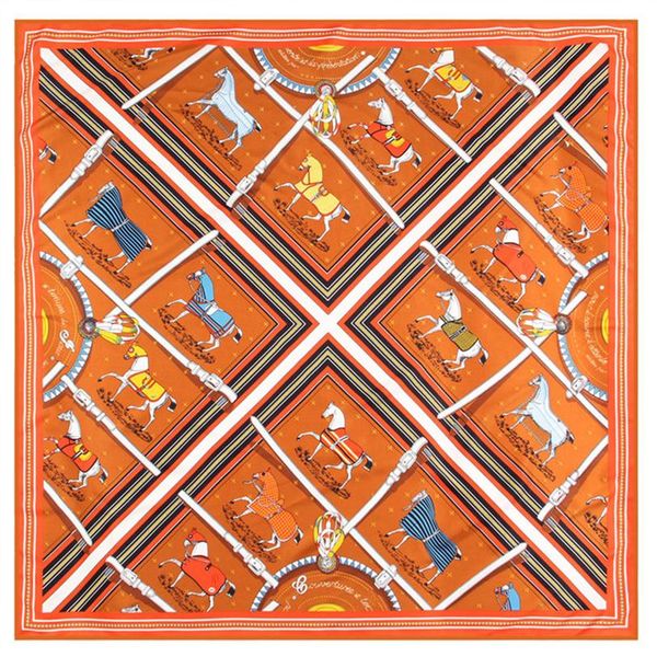 

manual hand rolled twill silk scarf women belt plaid horse printing fashion square scarves echarpes foulards femme wrap bandana hi264n, Blue;gray