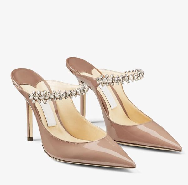

elegant sandals luxury design bing baily wedding dress shoes high heels women crystal & pearl strap women's pumps point toe lady walkin, Black