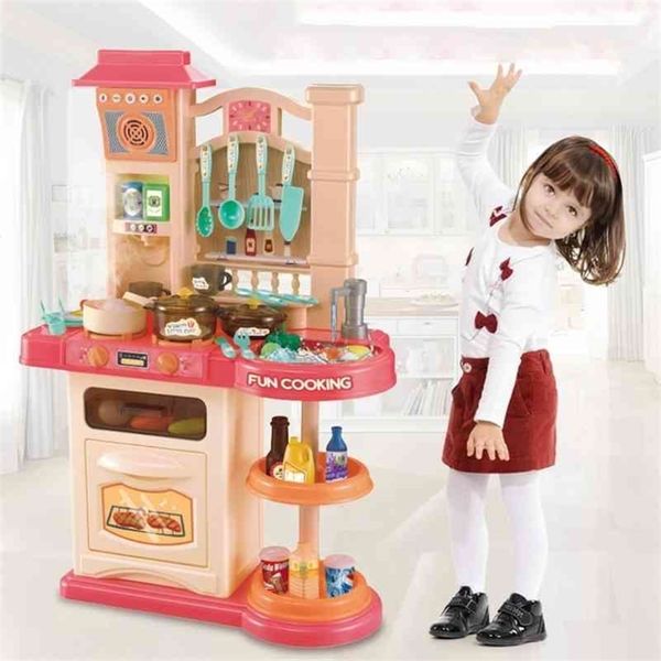 Infantil Shining 40pcs Kitchen Toys Set Girls Toy Kitchenware Simulação Conjunto de brinquedos de cozinha 76cm/30in Parent-filho Kids Kitchen Presente LJ201211