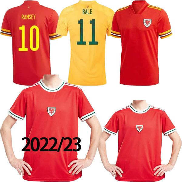 

2021 2022 2023 wales soccer jerseys bale allen home away 21 22 23 national team football shirt, Black;yellow