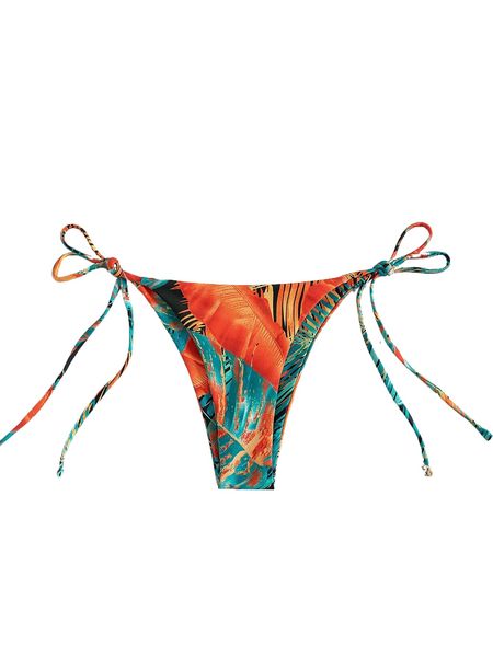 

random tropical print tie side bikini bottom d5jc#, White;black