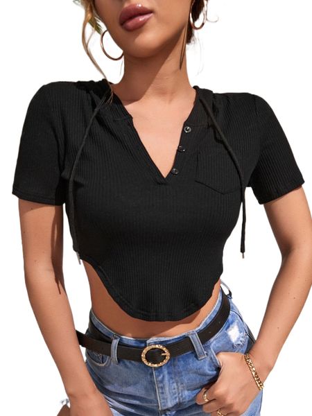 

patch pocket asymmetric hem rib knit tee w8ea#, White