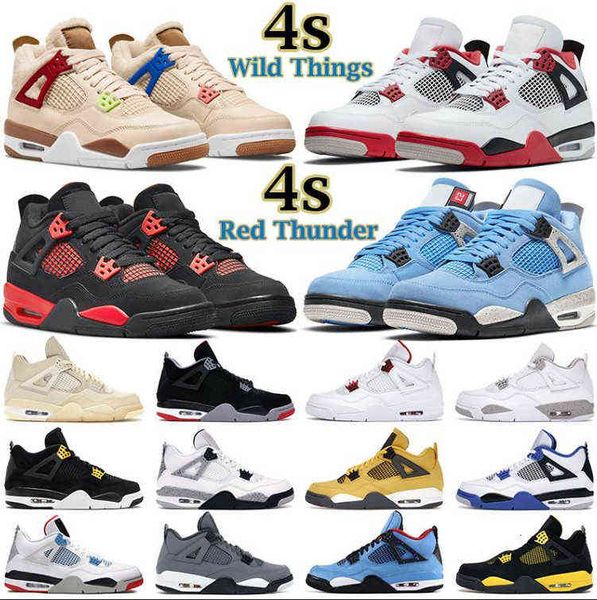 

2022 men women basketball shoes jumpman 4s 4 wild things red thunder fire taupe haze university blue white oreo black cat guava ice mens