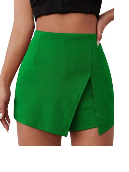 

solid split front skort q5zn#, White;black