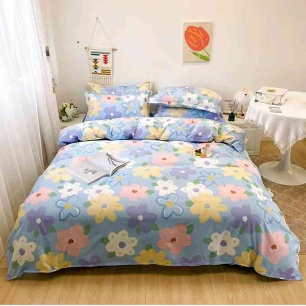 Постиловать набор мягких 3/4PCS Sheet Sheet Cover Cover Queen King King Size Animal Flower Cartoon Style Comforter S для спальни