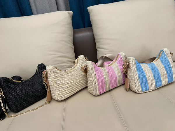 

fashion women straw bag holiday outdoor woven beach shoulder messenger bags raffia crossbody high end luxury designer handbag chain bolsas s