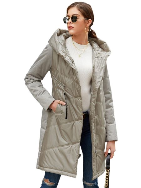 

hailuozi zip up hooded puffer winter coat r6hw#, Black