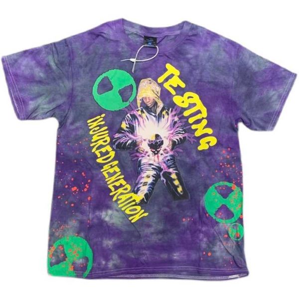 

men's t-shirts gaojiechao tie dye retro loose print asap rocky hip hop rap men's and women's casual short sleeve t-shirt, White;black