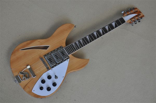 12 tel Yarı-İzin Vücutu Güllü Kara Kavana, R Bridge ile Orijinal Elektro Gitar Özelleştirilebilir