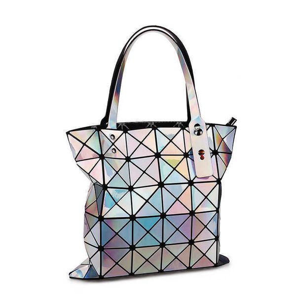 

2022 new fashion laser 6cm lingge shoulder bag geometric folding leisure handbag