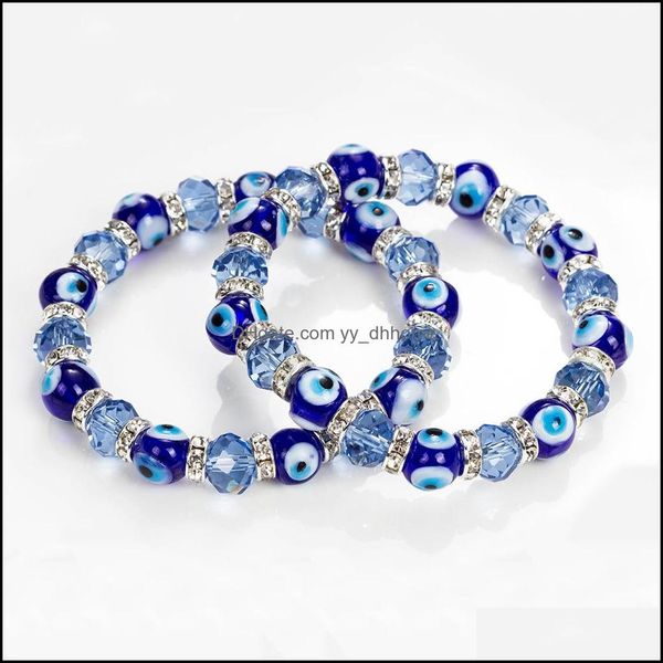 

charm bracelets jewelry turkish blue eye bracelet handmade amet religious evil nazar crystal for women girl drop delivery 2021 bfq8m, Golden;silver