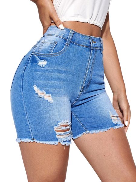 

raw hem ripped denim shorts i1ec#, White;black