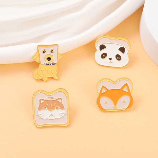 

cute panda toast brooch pada metal badge, Gray