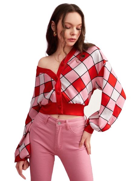 

x pino studios plaid strawberry embroidery drop shoulder tee e6vp#, White
