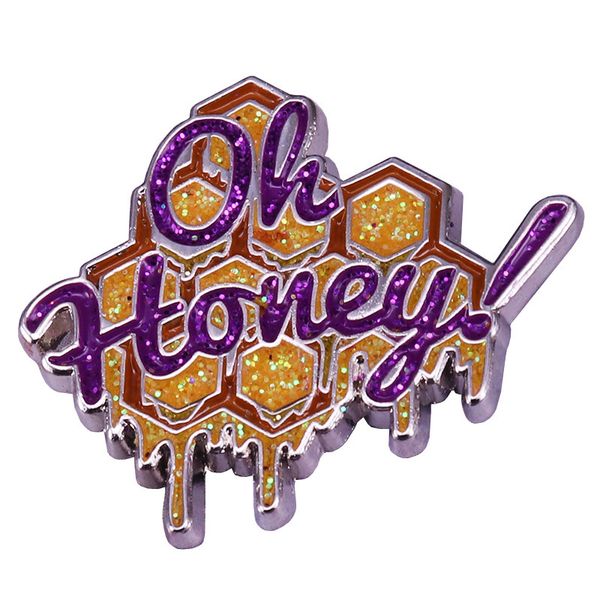 

cartoon honey pin badge on backpack brooch pins for clothes broche for women girl schoolbag, Blue