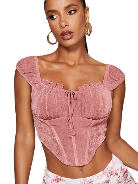 

bae frill trim knot front asymmetrical hem crop tee p4bj#, White