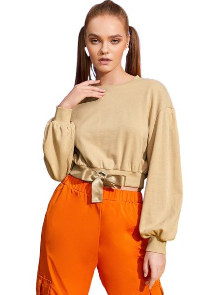 

x andrea st. solid drop shoulder knot front pullover r9ei#, Black