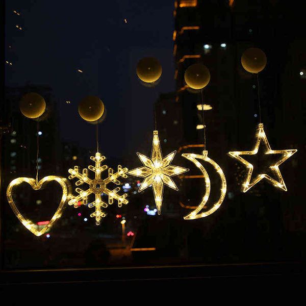 

christmas decoration santa claus snowflake xmas tree suction led light christmas party home window garland hanging lamp ornament