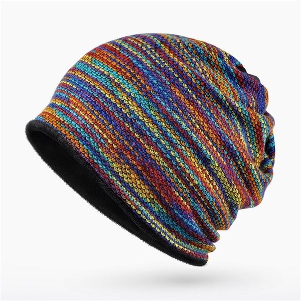 Cappello invernale Uomo Donna Beanie Plus Velluto Berretto antivento Gorro Feminino Spessore caldo berretto lavorato a maglia Maschile Cappello turbante all'ingrosso 220812