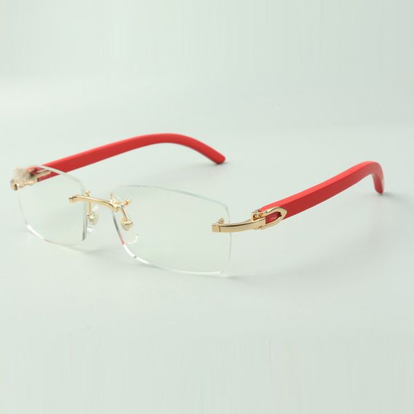 

plain glasses frame 3524012 with red wooden legs and 56mm lenses for unisex, Silver