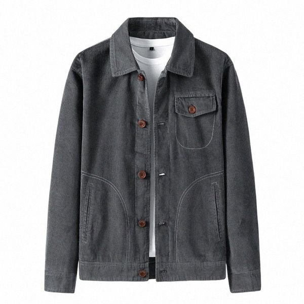 

men's jackets oversized jacket men corduroy vintage coat solid turn-down collar single breasted casual outwear cotton autumn spring b82, Black;brown