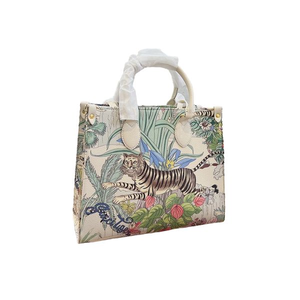 

high-end tote bags handbag women tiger and flower print leather medium shoulder bag crossbody bag
