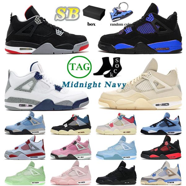 

with box jumpman 4 4s iv designer basketball shoes for mens womens midnight navy blue thunder military black cats bred sneakers trainers big